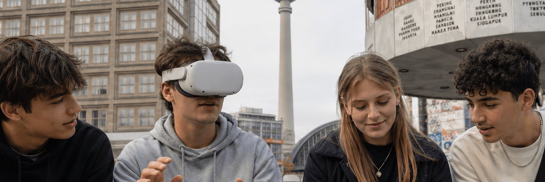 Jugendliche mit Virtual-reality-Brille