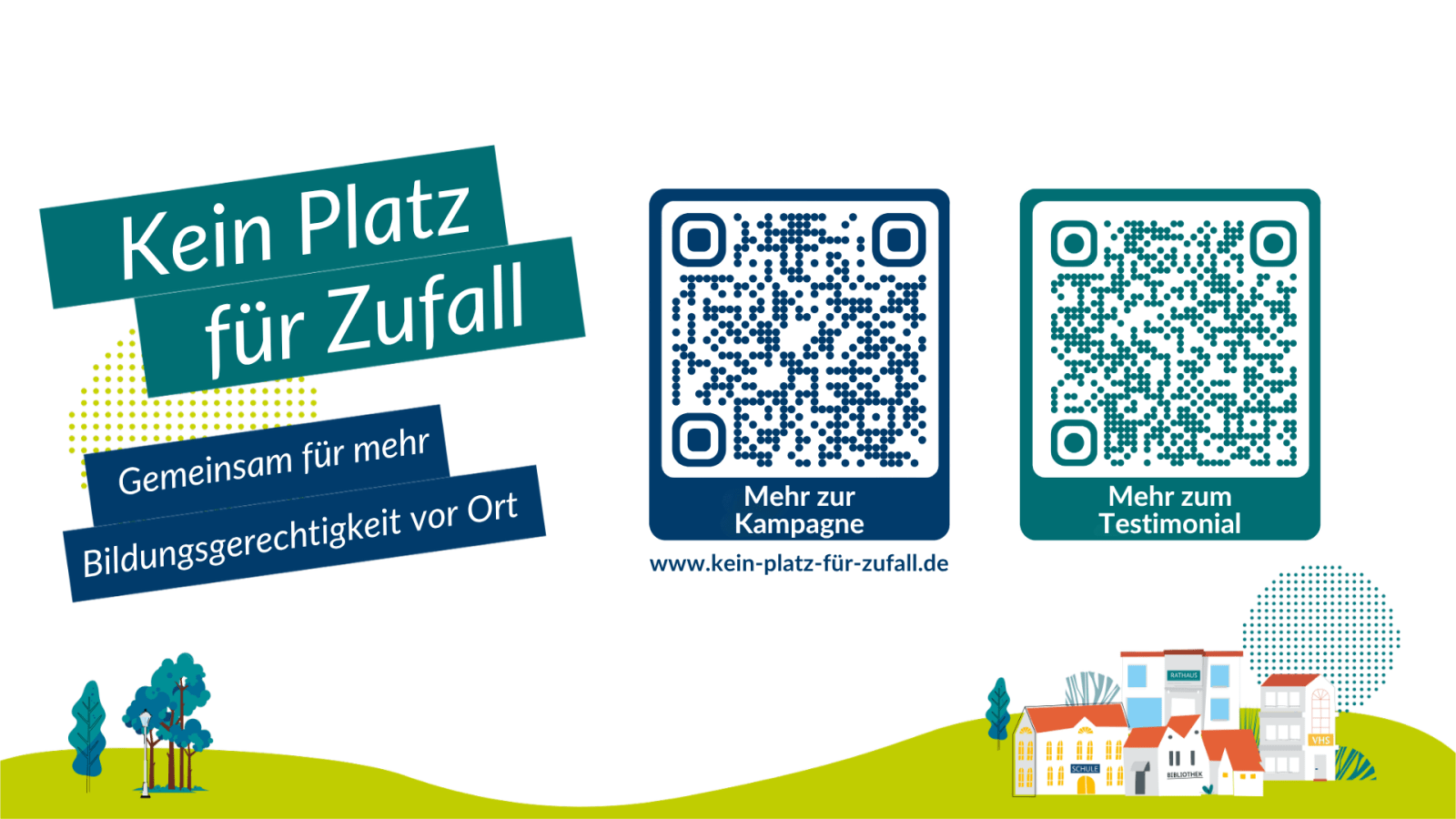 Abschlussfolie mit zwei QR-Codes zur Kampagne und zum Pfad der Nachhaltigkeit in Kaiserslautern.